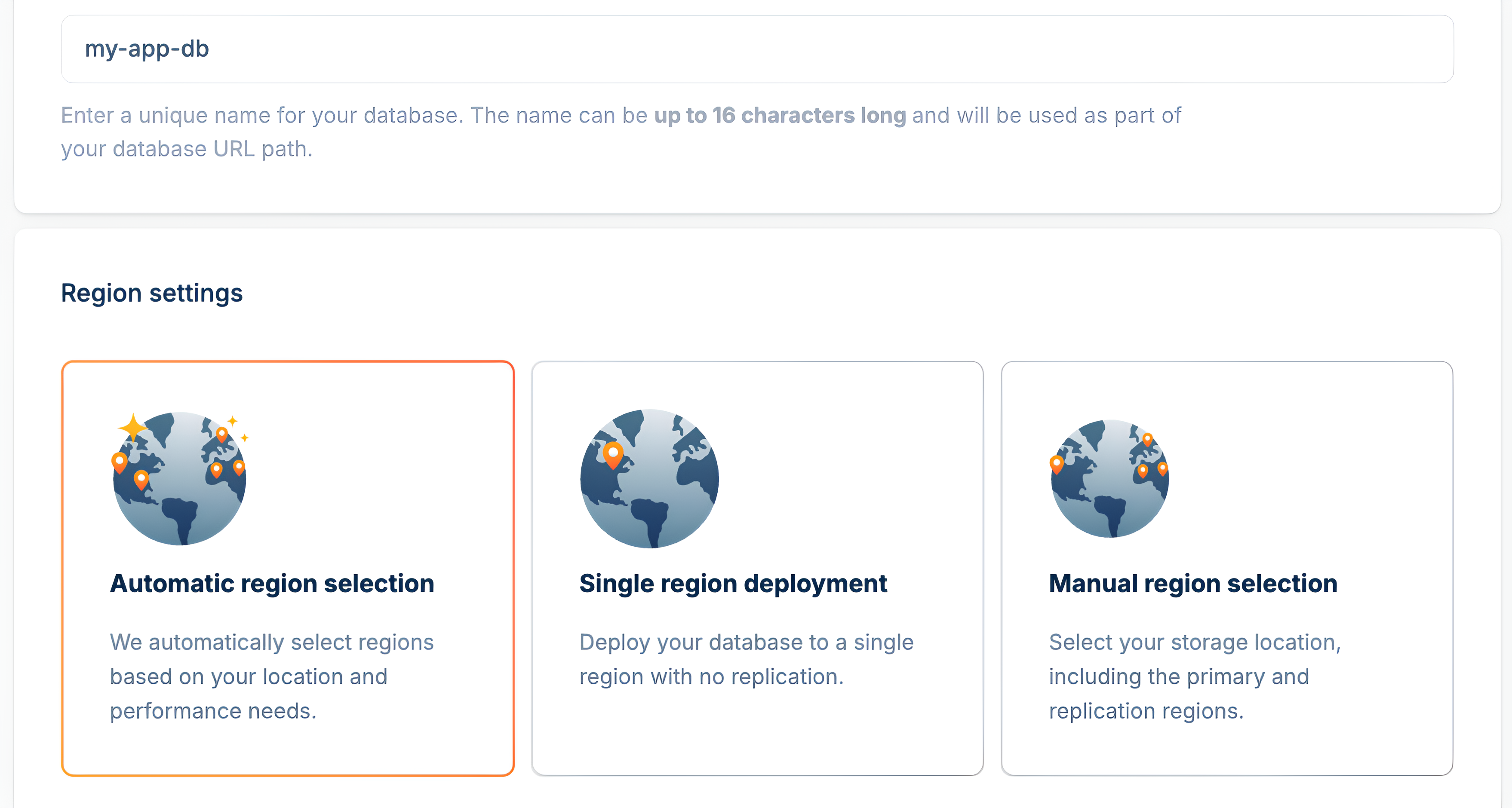 Bunny Database dashboard showing region selection options Bunny Database dashboard showing region selection options
